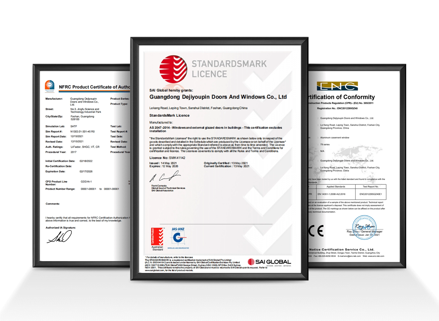 DERCHI ISO, CE and product test certificates