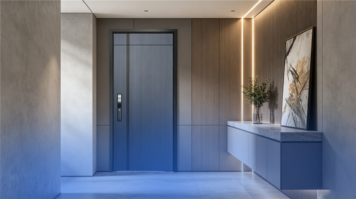High-security stainless steel entry door for urban residences