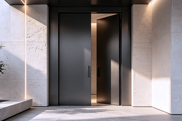 Custom entry door design with premium hardware