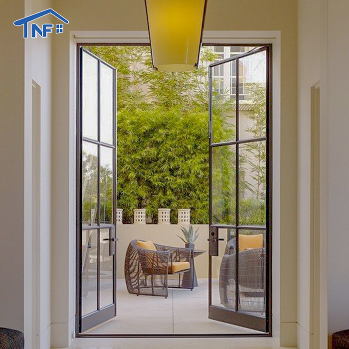Custom Factory AS2047 NFRC Interior Aluminum Door Soundproof Entrance Low-e Double Tempered Glass Casement French Doors