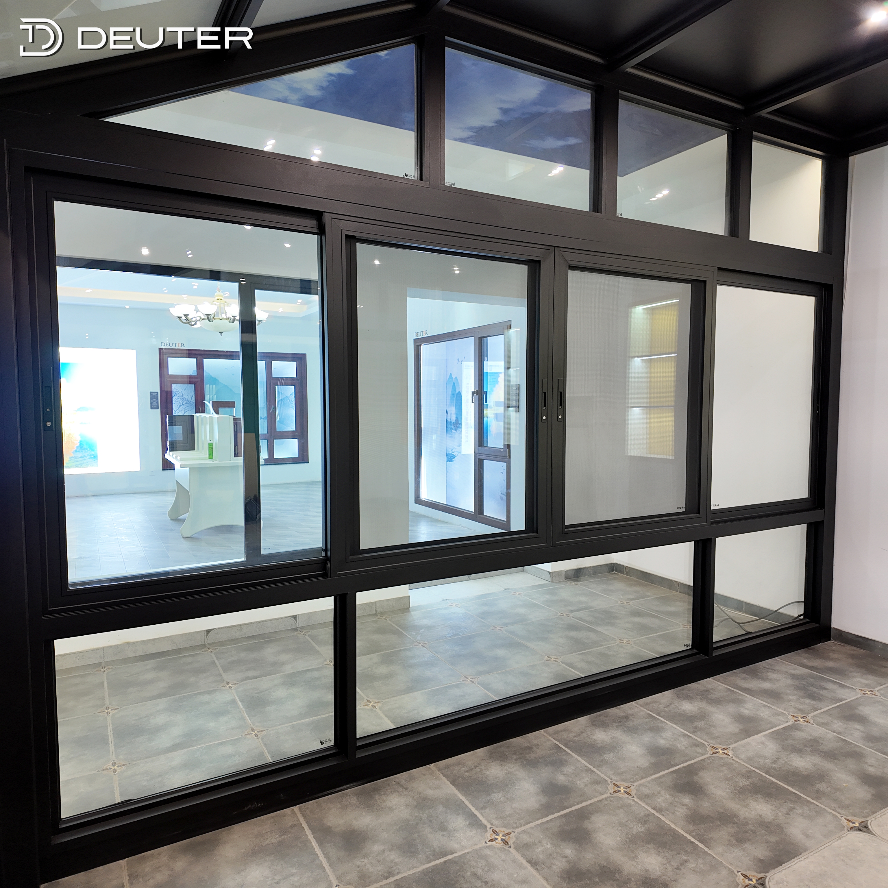 Three Track Aluminum Sliding Windows Thermal Break Large Opening Double Glazed Security Screen for Residential Construction
