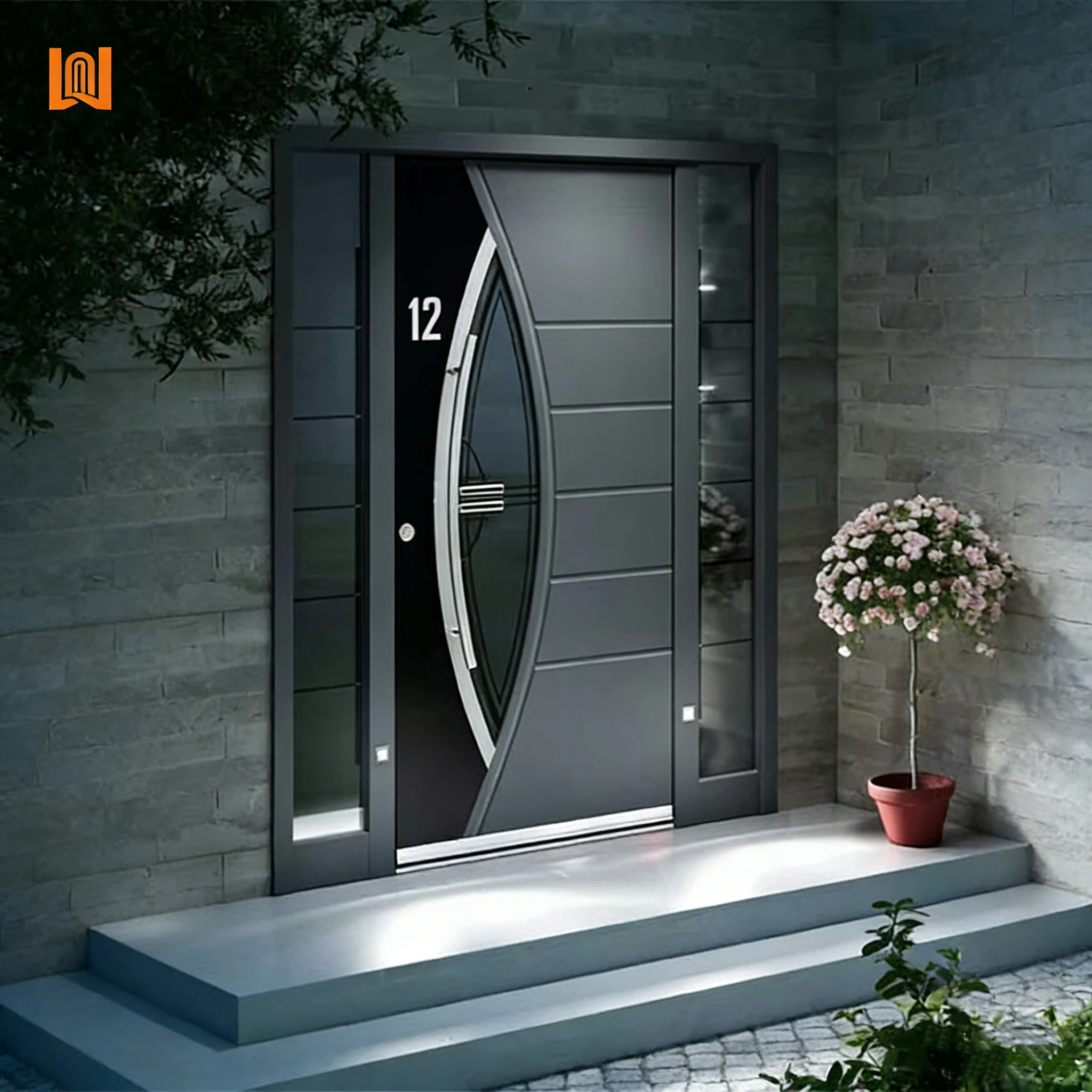 Modern Style Main Entrance Door Aluminum Double Glazed Glass Front Entry Doors Against Theft Bulletproof Security Door