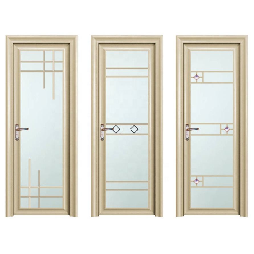 Modern Design Waterproof Finished Aluminum Alloy Double Glass Frosted Casement Door New Style Interior Bathroom Door Germany