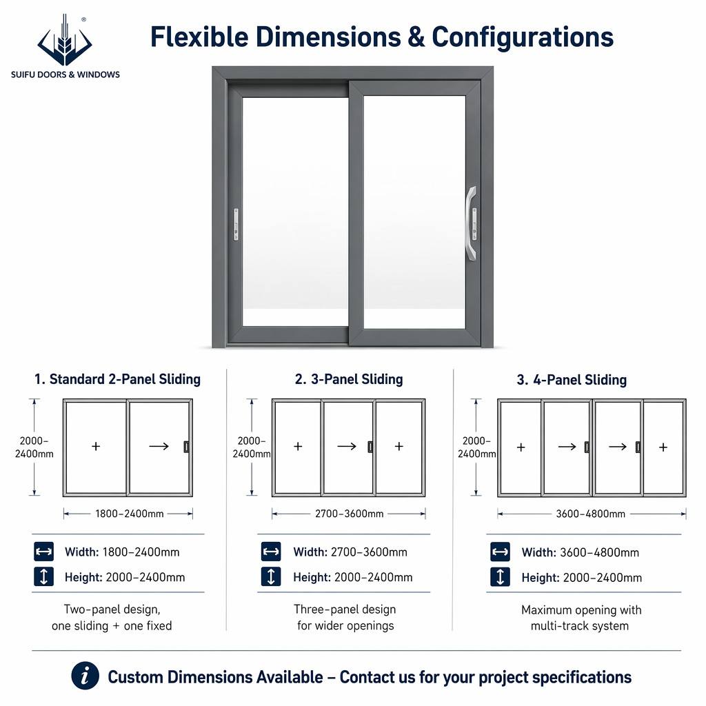 Energy Efficient Aluminum Sliding Patio Door Double Pane Large Custom Multi-Track Commercial Storefront Living Room Noise