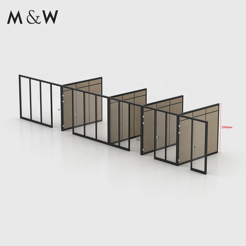 M&amp;W Factory Manufacturer Glass Wall Panels Dividers Double Modular Aluminium Frame Office Partition
