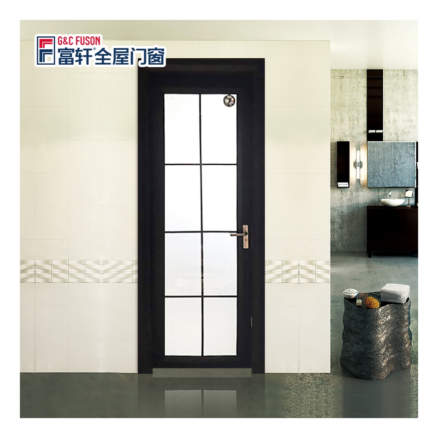 Fuson Tempered Glass Casement Door Aluminium Casement Door Interior Bathroom Swing Door With Private Label Wholesale