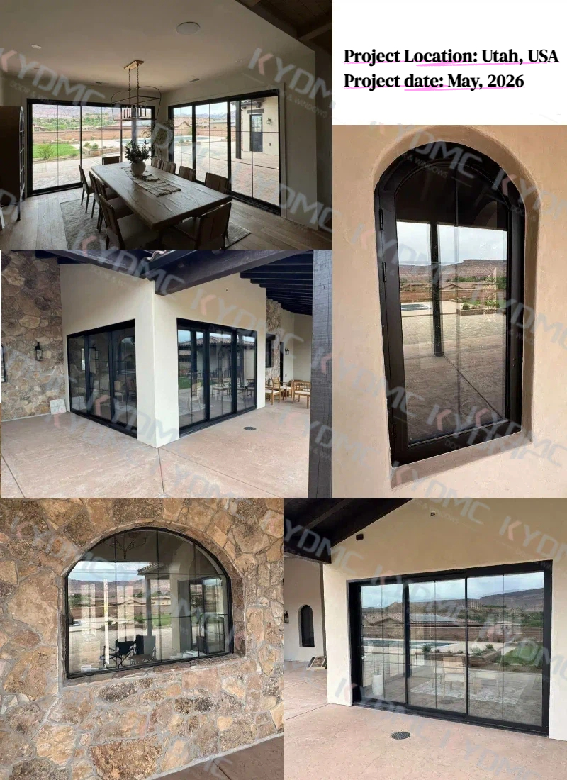 Low E Double Glass Aluminum Black Frame Bifold Windows NFRC Modern Exterior Garden American Bar Folding Window