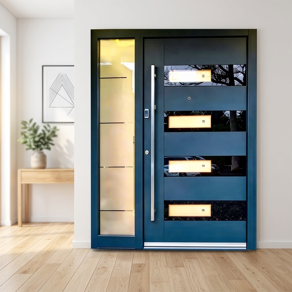Wholesale GONHO Modern Aluminum Alloy Double Tempered Glazing Waterproof Nylon Fiberglass Screen Thermal Insulation Swing Door