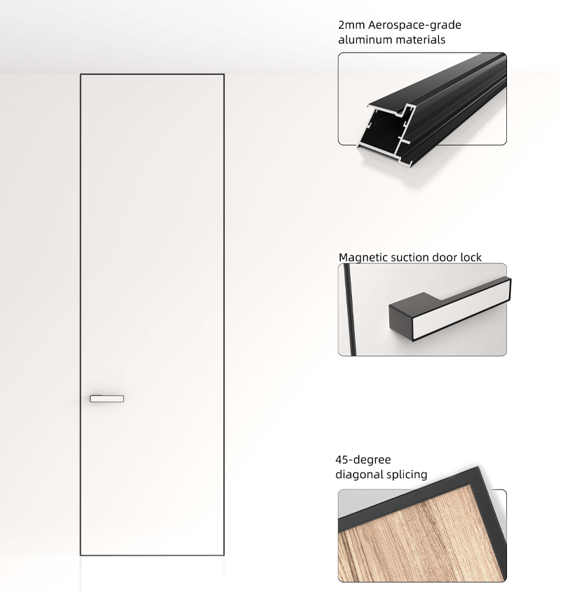 Modern Minimalist Invisible Aluminum Frame Interior Door Frameless Door Concealed Door