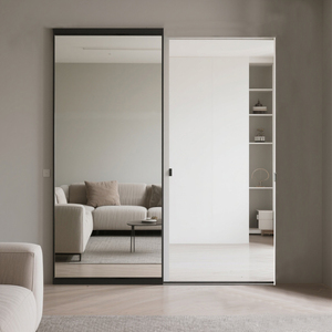 HDSAFE Mirror Sliding Door System Soft Closing Aluminum Frame Single Sliding Doors