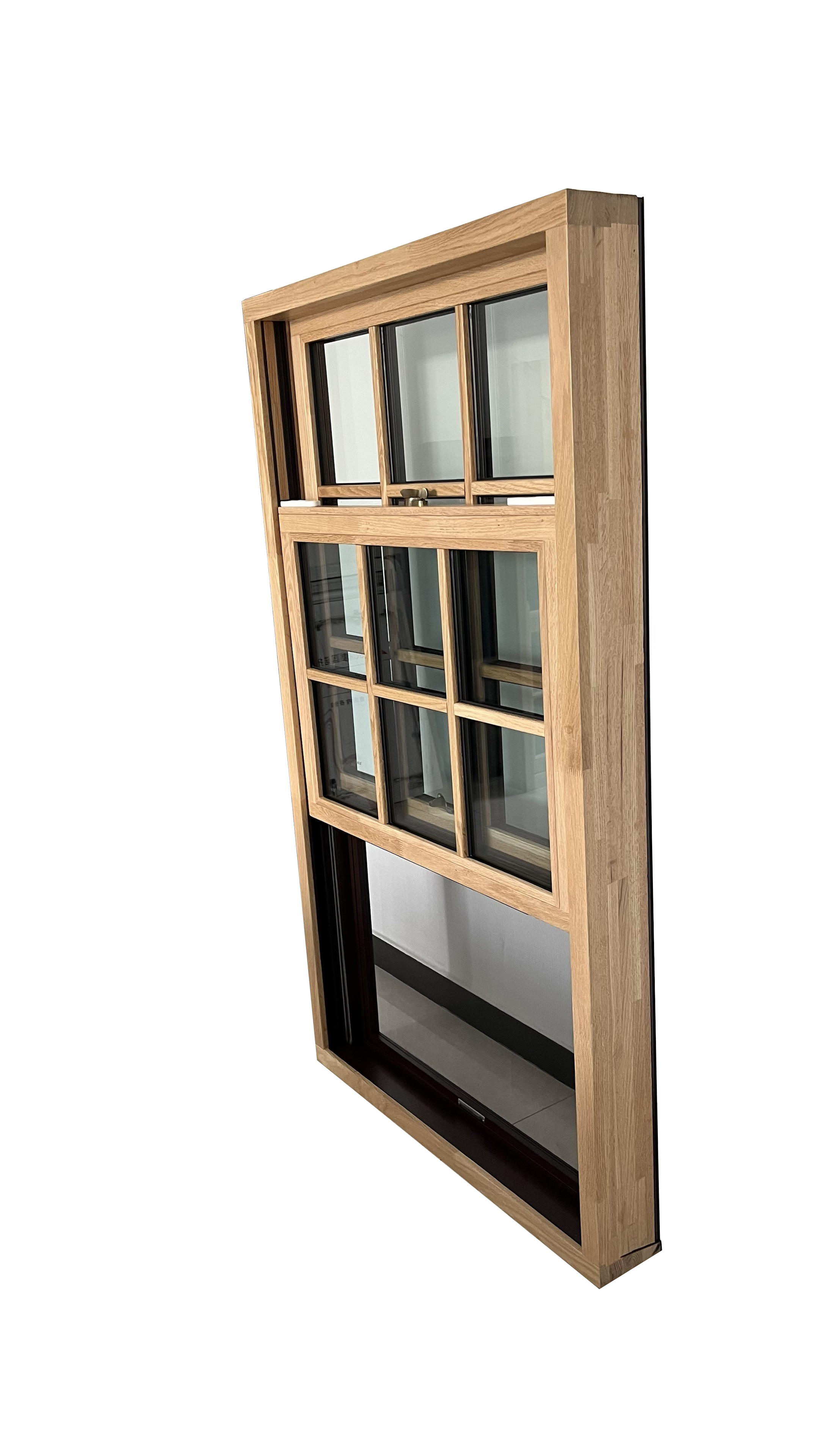 Penjoy Craftsman Solid Wood Single Hung Window Aluminum Clad Wood Double Glazed Real Wood Interior American Classic