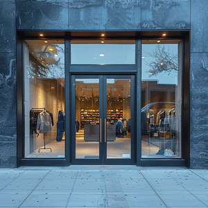 Aluminum Frame Tempered Glass Storefront Door Sliding System