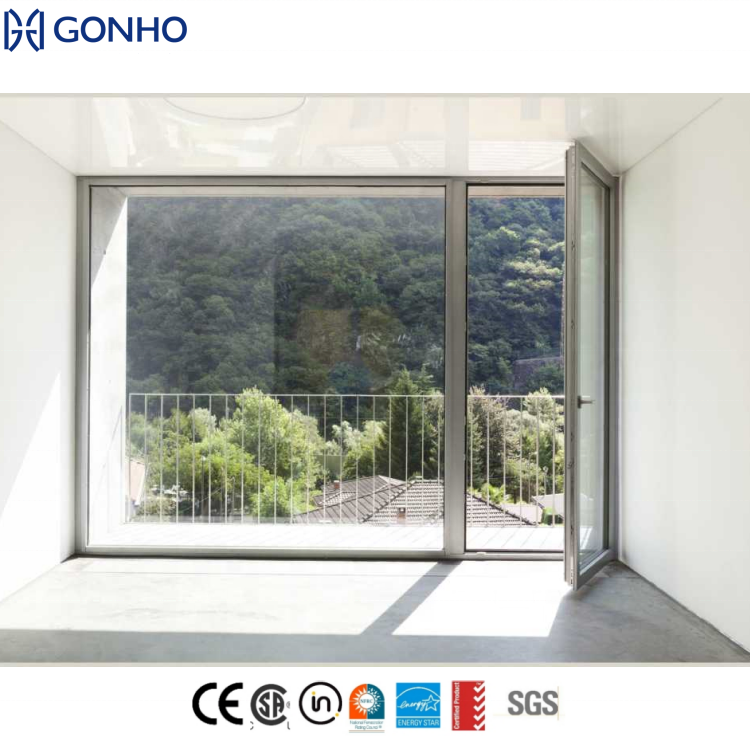 Aluminum Durable Interior Casement Doors Exterior Security Entrance Aluminum Casement Glass Door 2 Panel