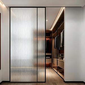 Aluminium Narrow Frame 2-Panel Interior Sliding Door Smoked Glass
