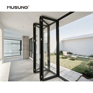 Outdoor Exterior Bifold Doors Modern Thermal Break Aluminum Double Tempered Glass
