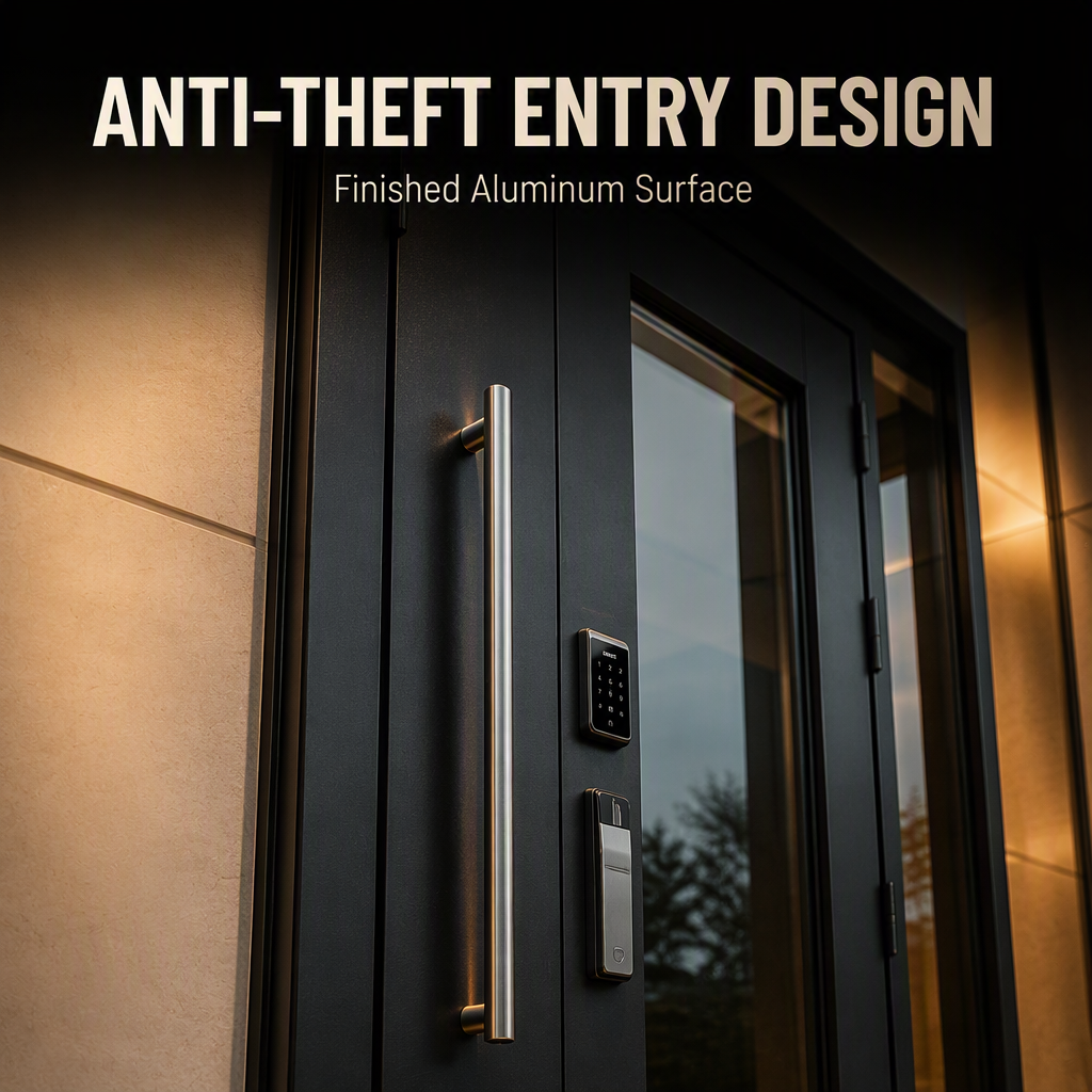 Thermal Break Aluminum Security Entry Door Glazed Ballistic Glass Waterproof Exterior Front Door