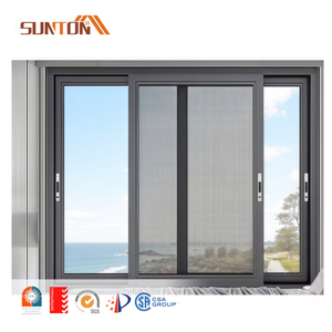 Black Aluminum Sliding Glass Window with Grills