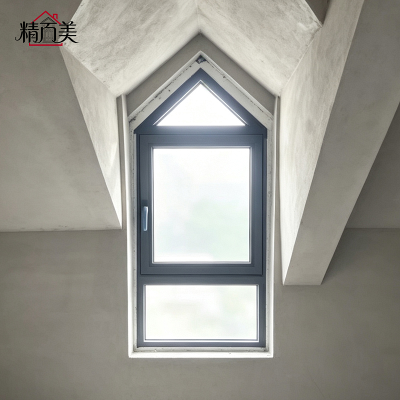 Pentagon Custom Drawing Aluminum Shaped Window Pitched Roof Attic Peak Head Airtight Panel for Stairwell Landing Under Eaves