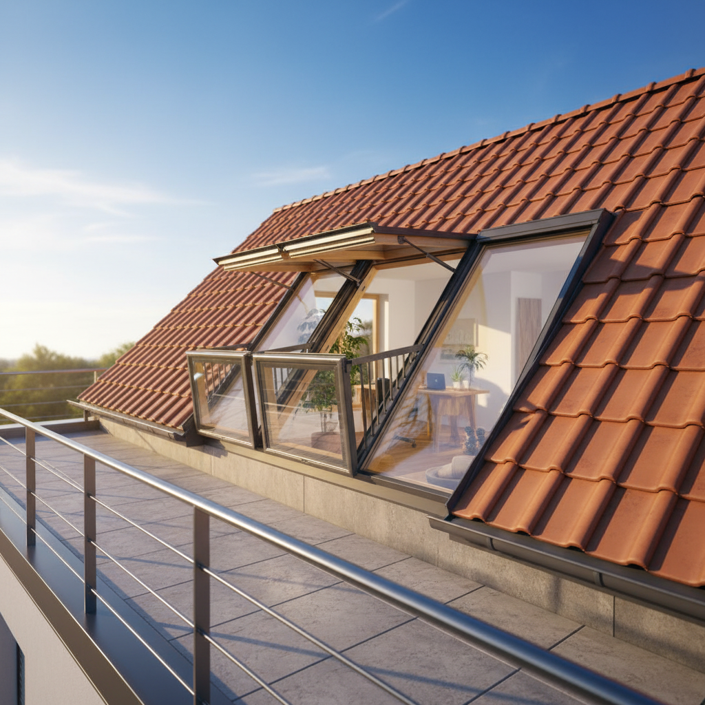 Modern Style Waterproof Aluminum Attic Skylight Roof Window Converts to Balcony Ventilation for Bathroom Loft