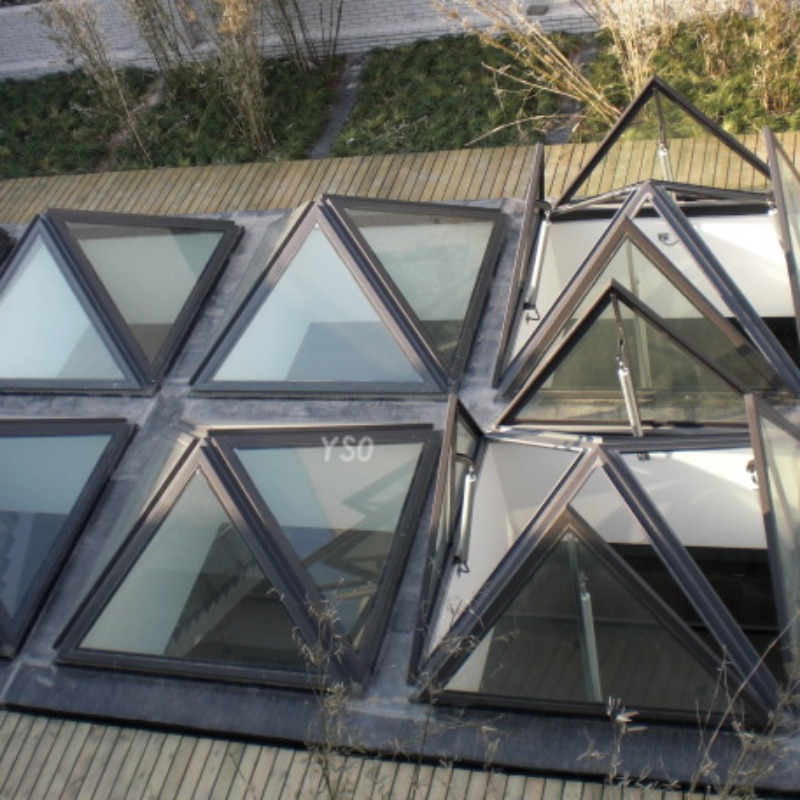 Customized Aluminum Alloy Frame Tempered Glass Automatic Fire Rated Exhaust & Ventilation Electric Roof Skylight Windows