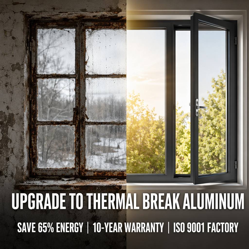 Modern Aluminum Casement Window Built-In Flyscreen Mesh Triple Glazed Swing Outward Anti-Insect Ventilation Soundproof Window