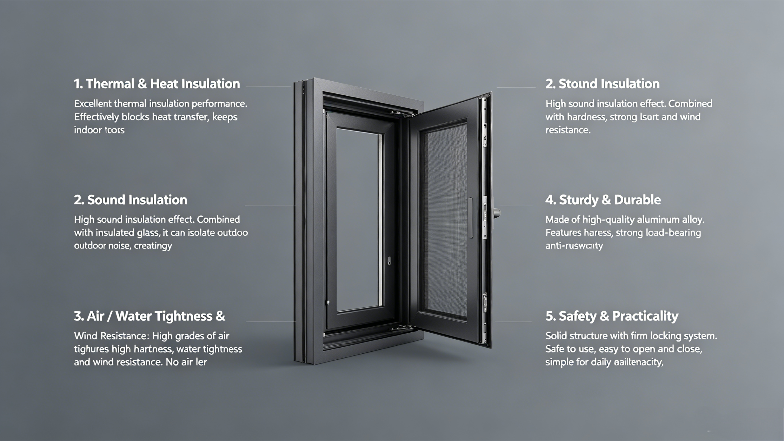 French Style Casement Aluminum Window, Anti-aging for European Market for House