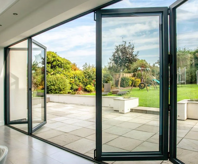 Modern Waterproof Aluminum Alloy Foldable Door with Fiberglass Screen 5 Year Warranty for Bedroom Hotel Villa & Supermarket Use
