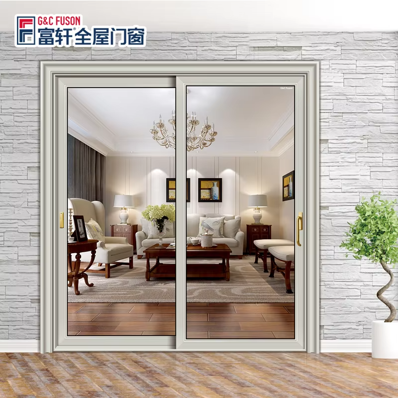 Fuson Narrow Frame Double Tempered Glass S Interior Aluminum and Glass Partition Doors Sliding Glass Door Slide Systems Doors
