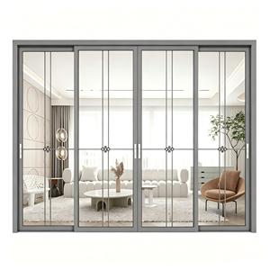 Aluminum Ultra Slim Graphite Grey Frame Traditional Design Sliding Door