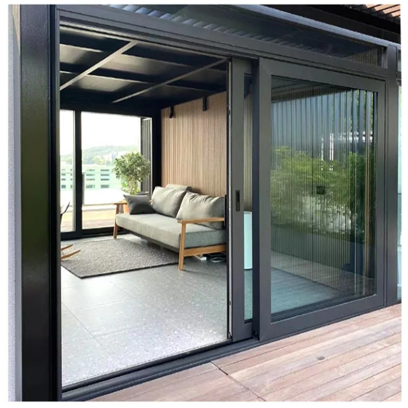Aluminum Sliding Door Double Glazing Tempered Glass Waterproof Soundproof Two-Track Interior Modern Design Wine Cellar Hotel