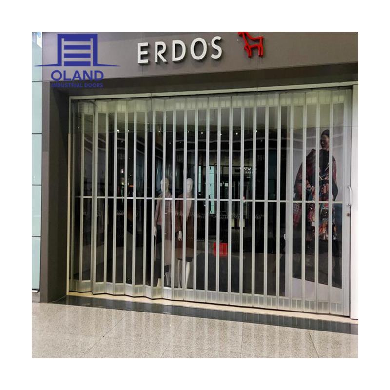 Commercial Mall Invisible Shopfront Modern Aluminum Security Door Acrylic Folding Gate Transparent PC Garage Anti-theft Store