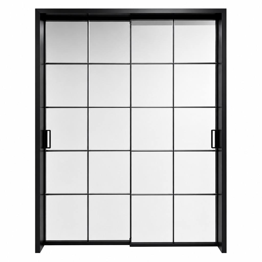 Customized Designs Black Aluminum Alloy Crittall Style Sliding Glass Door with 2x5 Grid Panels for Industrial Interior Partition