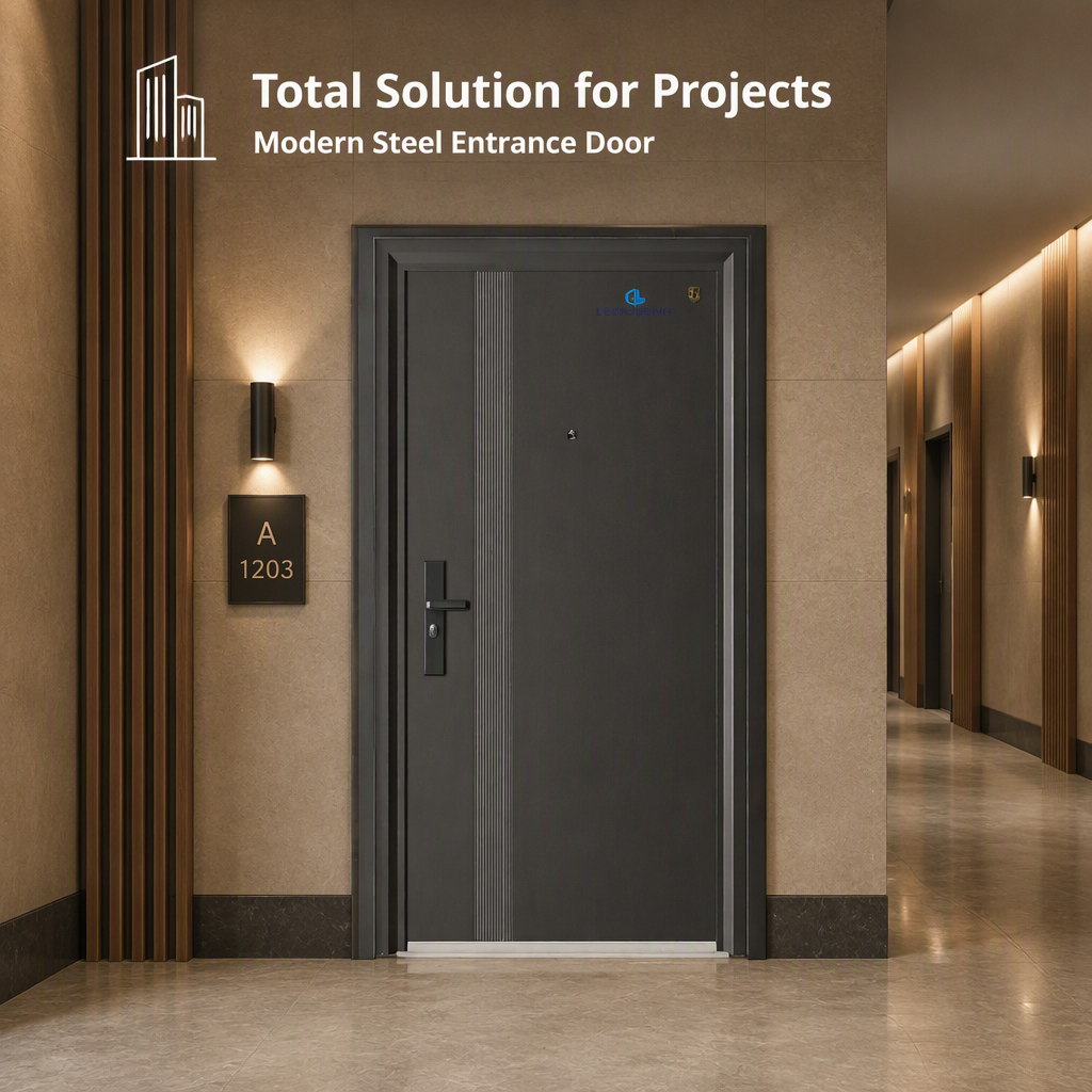 Modern Style Steel Entrance Door Finished Anti-theft Security Door Commercial Apartment Entry Side Opening Exterior Fire Garden