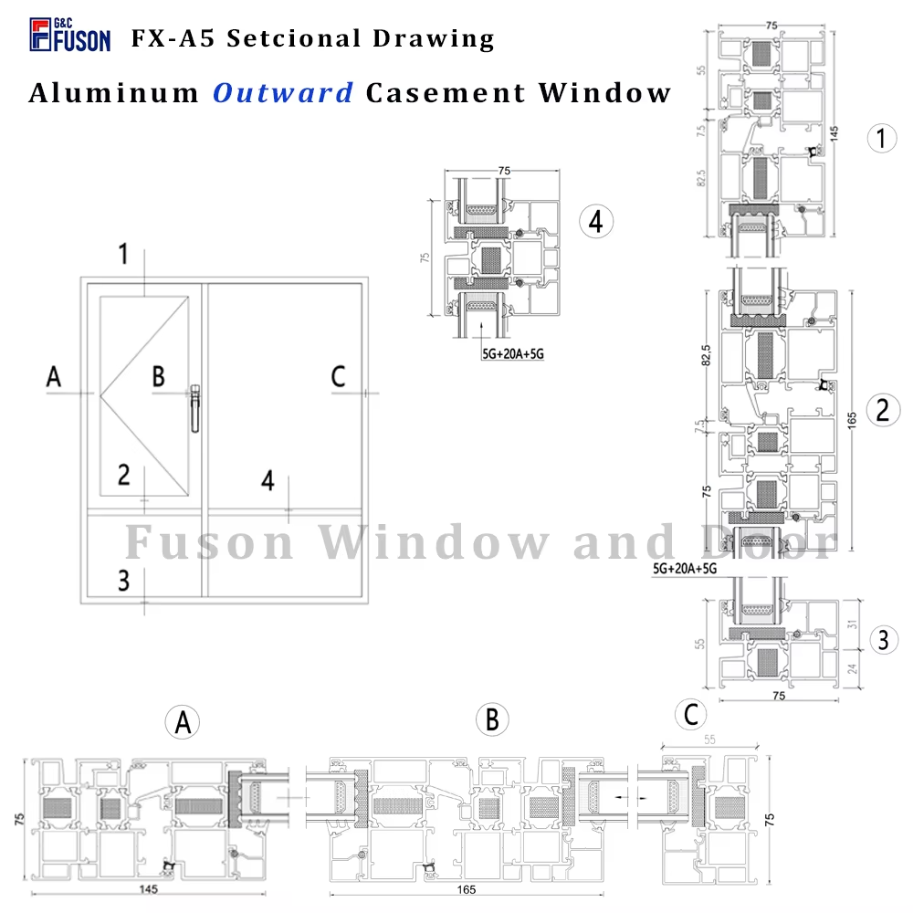 Customized Aluminum Swing Window Prefabricated Double Glazing Casement Windows Fixed Style-Manufactured Swing Window