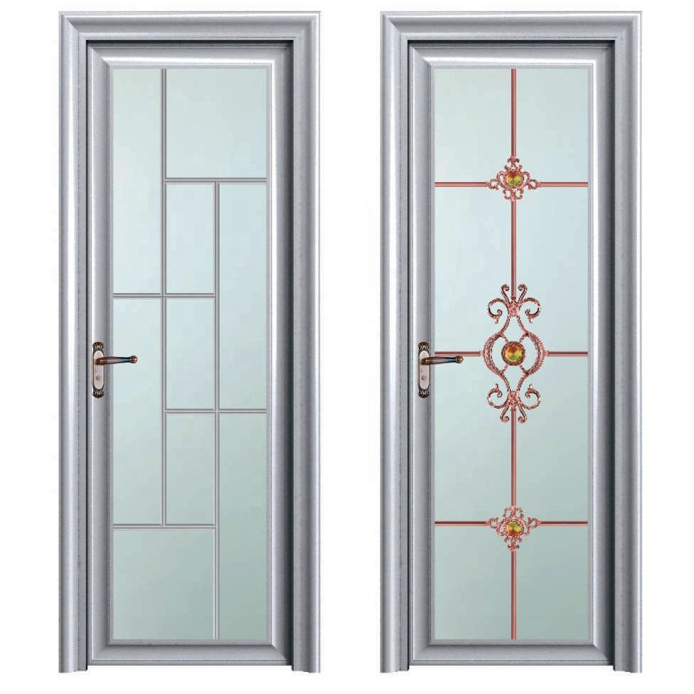 Modern Design Waterproof Finished Aluminum Alloy Double Glass Frosted Casement Door New Style Interior Bathroom Door Germany