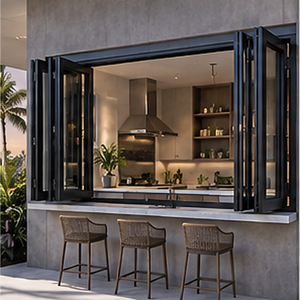 Aluminum Glass Bi-fold Soundproof Sliding Terrace Balcony Door System