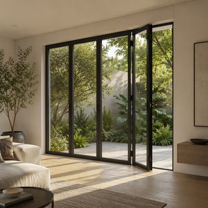 Customization Modern Glass Aluminum Bifold Aluminum Glass Sliding Folding Patio Doors Aluminum Folding Partition Door