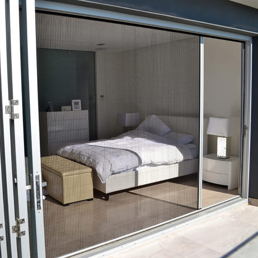 Manufacturer Direct Modern Home Pleated Insect Screen Anti-mosquito Door Aluminium Frame PP Material Washable Durable CE