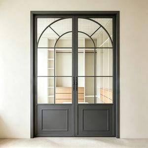 Classic French Grid Glass Elegant Dustproof UV Protection Easy Clean Aluminum Glass French Casement Door