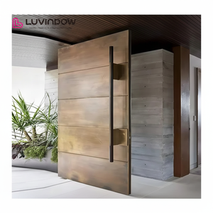 American Style Contemporary Solid Wood Entry Main Entrance Wooden Doors Modern Exterior Main Pivot Door