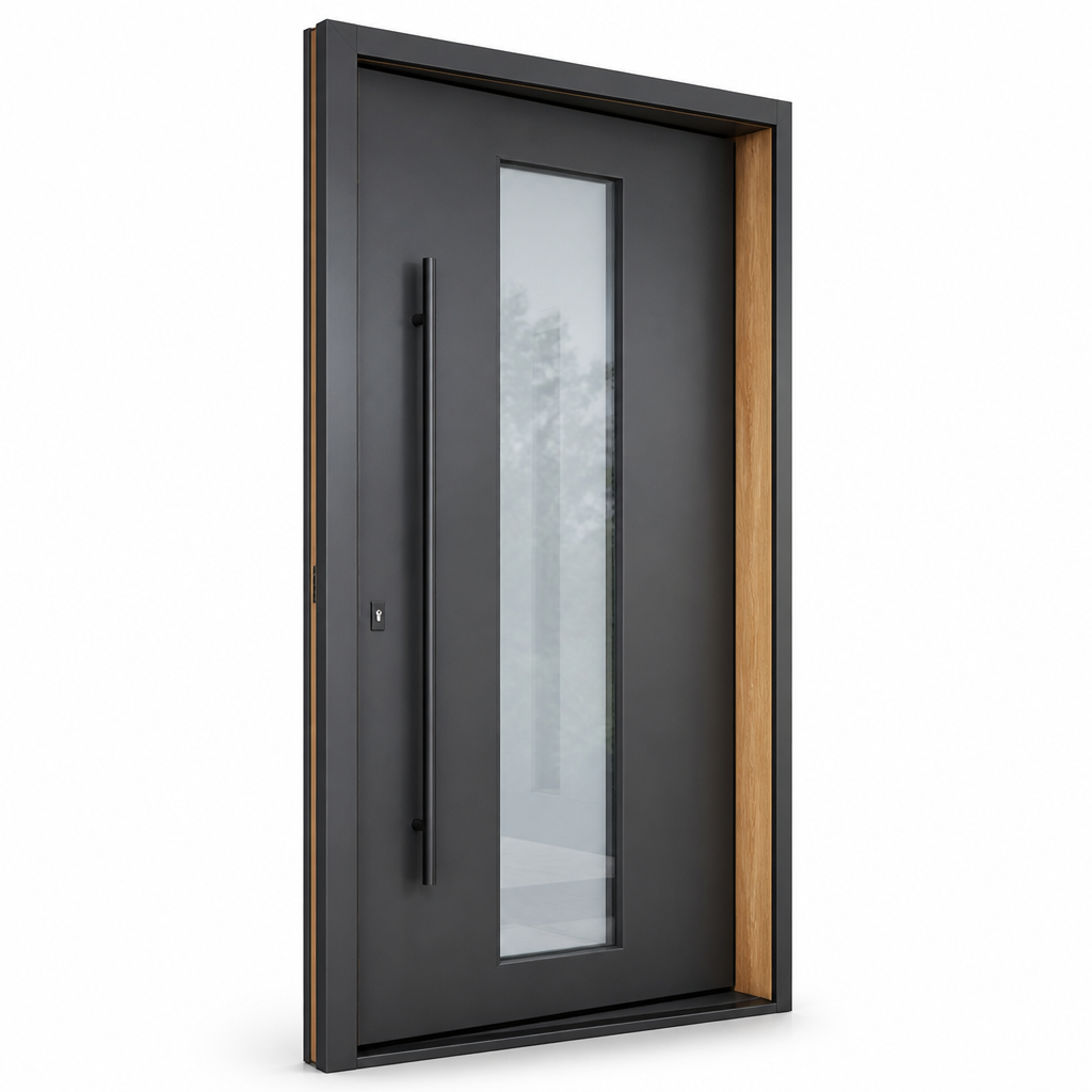 CE Certified Aluminum Clad Wood Entrance Door Double Glazed Low-E Glass Waterproof Exterior Front Entry For Villa