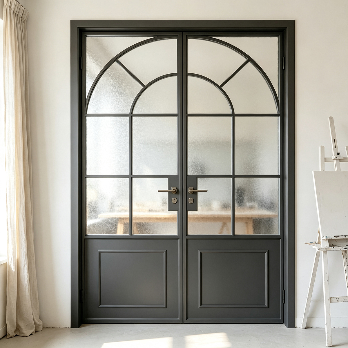 Hot Sale Quiet Magnetic Close Anti-Pinch Frosted Privacy Light-Transmitting Aluminum Glass French Casement Door For Home