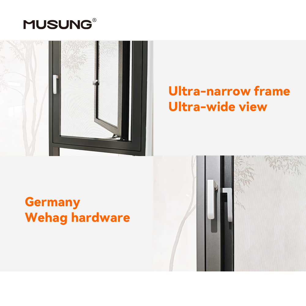 Ultra Narrow Glass Windows and Doors Double Glazed Aluminum Alloy Line Slimline Window Casement Windows