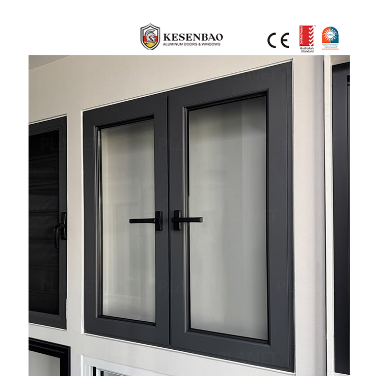 Modern Thermal Break Soundproof Double Glass Aluminium Casement windows for Luxury Residential Villa With Screen