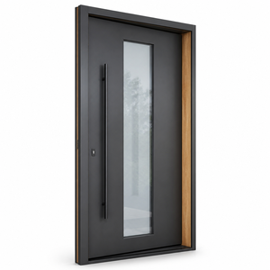 CE Certified Aluminum Clad Wood Entrance Door Double Glazed Low-E Glass Waterproof Exterior Front Entry For Villa