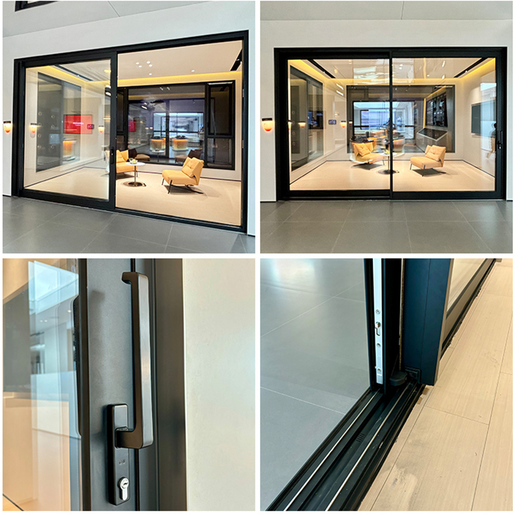 DERCHI Exterior Conceal Pocket Slide Doors Inside Stacking Sliding Patio Door Large Double Tempered Hidden Glass Aluminum Doors