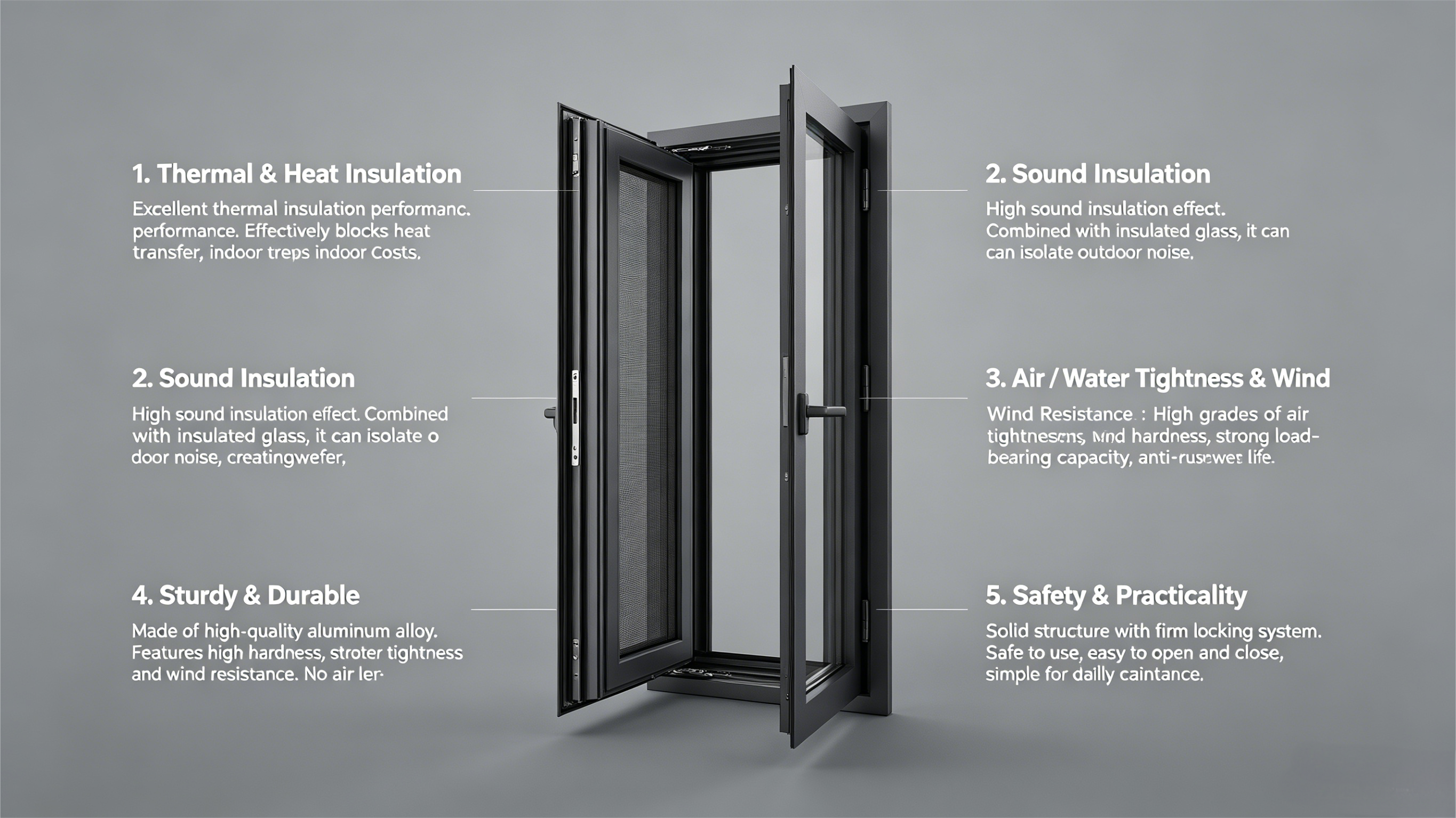 Heavy Duty Commercial Aluminum Entrance Door | KFC Style Windproof Double Glazed Shopfront Door with High Thermal Insulation