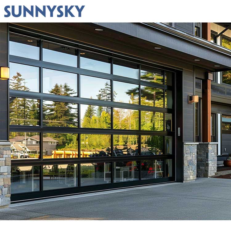Sunnysky Hurricane Proof Glass Garage Doors Single Garage Doors Aluminium New Style Automatic Garage Door