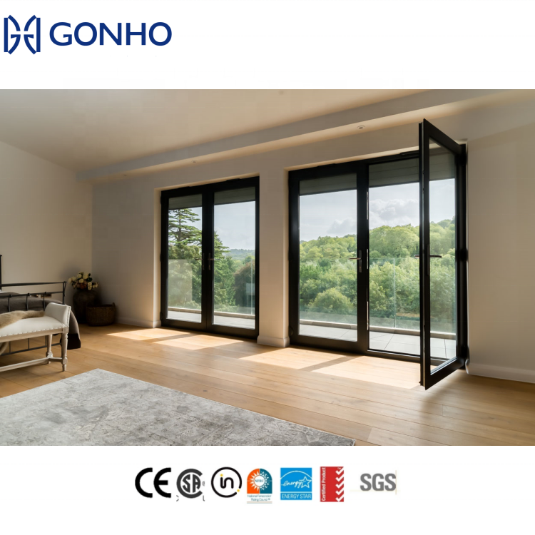 Aluminum Durable Interior Casement Doors Exterior Security Entrance Aluminum Casement Glass Door 2 Panel