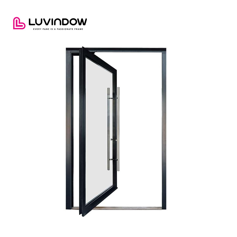 Modern Aesthetic Built To Last Low Maintenance Thermal Break Aluminum Glass Pivot Door For Luxury Villa Exterior Entry Hotel Use